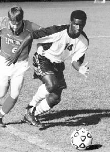 Kwame is a star defender and captain for the men´s soccer team. (Courtesey of www.guilford.edu/sports)