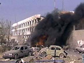 Fire errupts after a recent bombing in Bagdad (www.cnn.com)