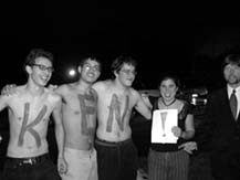 Aaron DeMoss and his friends show their love for Ken Burns (picture courtesy of Aaron DeMoss)