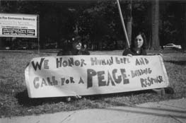 In true Guilford fashion, students protest the U.S. bombing of Afghanistan (The Guilfordian archives)