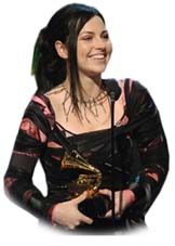 Evanescence´s Amy Lee accepts the Grammy for the band (Lisa Oros/Photo Illustration/Guilfordian  www.evanescence.com)
