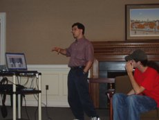 Associate Academic Dean Steve Shapiro speaks to students about the proposed schedule change at the second Town Hall Meeting Oct. 5. ()