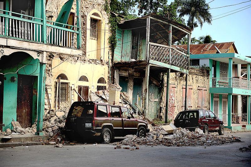 Shown here Jan. 17, 2010, are buildings in Jacmel, Haiti, that were destroyed by the earthquake that hit the region  (Source: wikimediacommons)