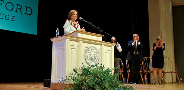 Jane Fernandes delivers her inaugural speech, Inspiring Distinction. 