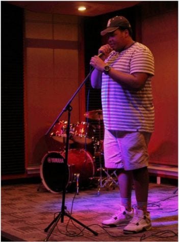 Phillip Williams, first-year music and creative writing major, performing an original song titled “Let It Flow” at the Black Student Union’s “The Element” talent show that took place in the Community Center Lounge on Feb. 24, 2017. // Photo by Julia Martins De Sa/Guilfordian