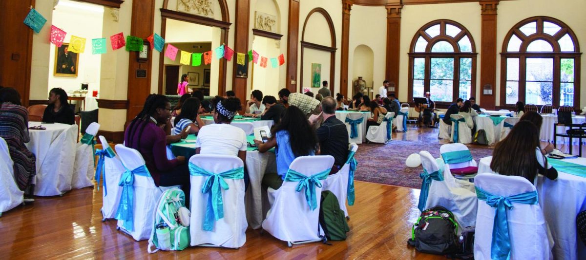 The annual Latinx Banquet took place on thurs. Sept. 26, 2017 in the Carnegie room at Hege library. During the opening speech Irving Zavaleta Jimenez ‘08 quoted Cesar Chavez, “This fight is never about grapes or lettuce. It is always about people” which left an impact on the attendees of the banquet. The event was filled with music, food, information about the Latinx culture and ongoing conversations around DACA. // Photo by Fernando Jiménez/The Guilfordian