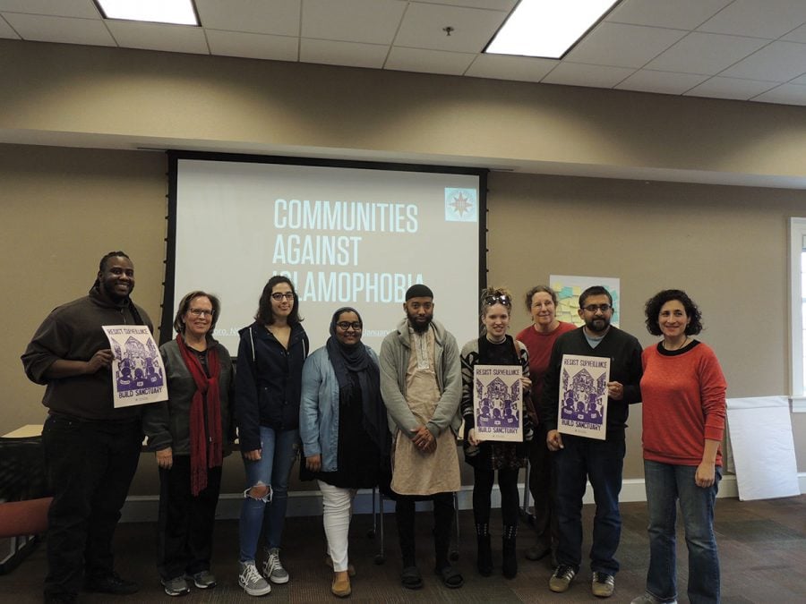 Attendees of the Communities Against Islamophobia event pose for a picture on Saturday, Jan. 27, 2018.//Photo by Abigail Abantohollans/The Guilfordian 