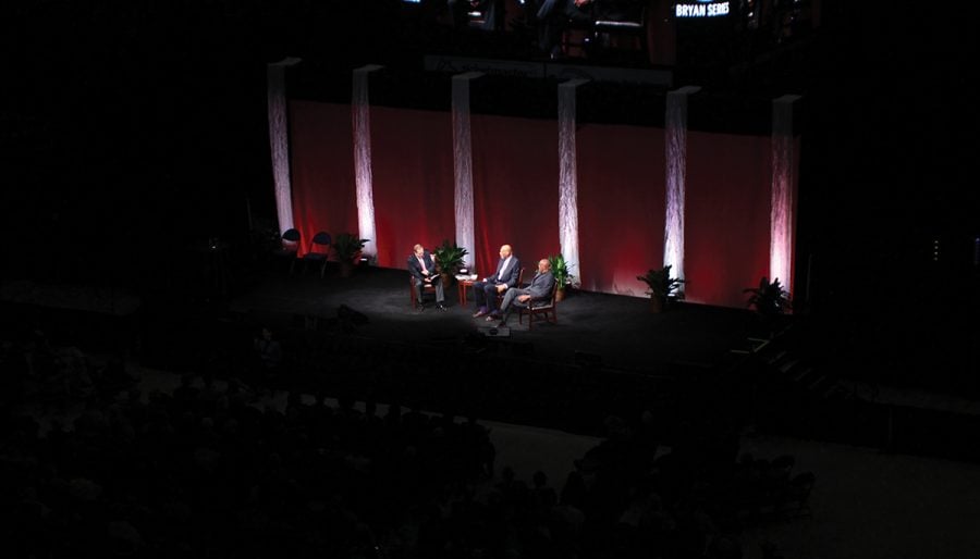 Kareem Abdul-Jabbar and M.L. Carr Guilford college Bryan Series