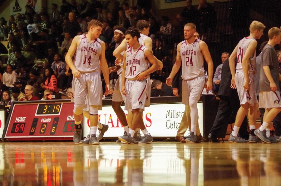 Guilford+Mens+Basketball+against+Greensboro+College