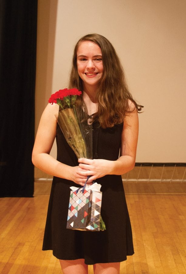 Katherine Brown wins first place in the talent show. The Interact Club hosted its 11th installment of the event.//Photo By: Vy Bui