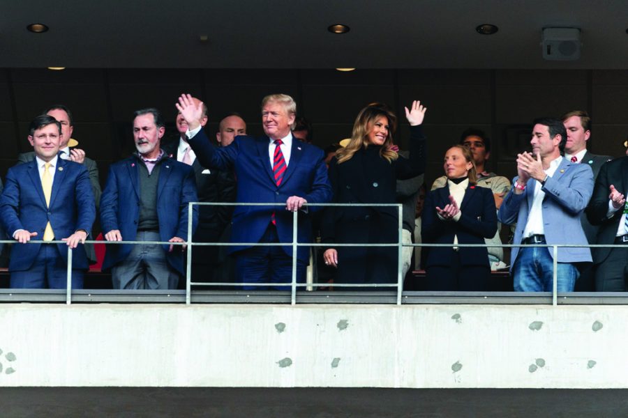 Public opinion on Trump has wavered in light of the impeachment proceedings. Trump was booed by fans at a World Series game, met with a mixed response at a martial arts fight, and was cheered for at the Alabama-Louisiana college football game that occurred on Nov. 9. The president and first lady garnered enthusiastic welcomes at the Bryant-Denny stadium. 