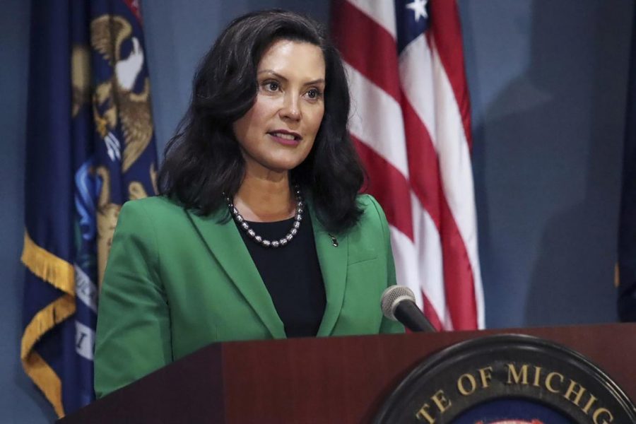 Michigan Gov. Gretchen Whitmer speaks in Lansing on Aug. 14, 2020.