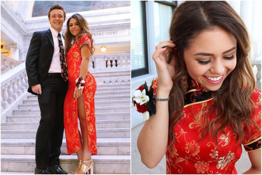 U.S. teen dons a qipao, a traditional Chinese dress as a “prom dress.”