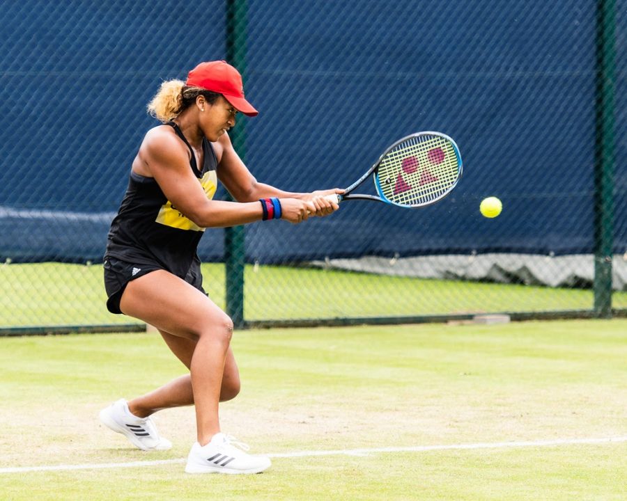 Naomi Osaka practicing before the matches in the Nottingham 2018 Open begin.