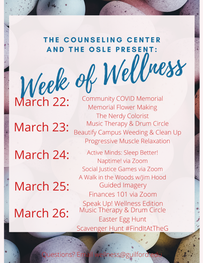 The Week of Wellness Schedule that was sent out to students.