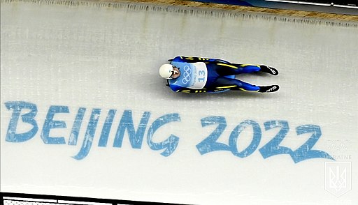 Luge athlete Andriy Mandziy of Ukraine competes at the 2022 Winter Olympics on Feb. 6, 2022.
