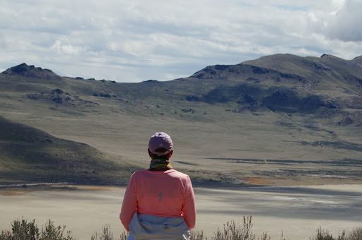 Guilford first-year Olivia Herron’s mother, Brigitte Herron, is pictured standing in front of the Great Salt Lake in Utah. 
