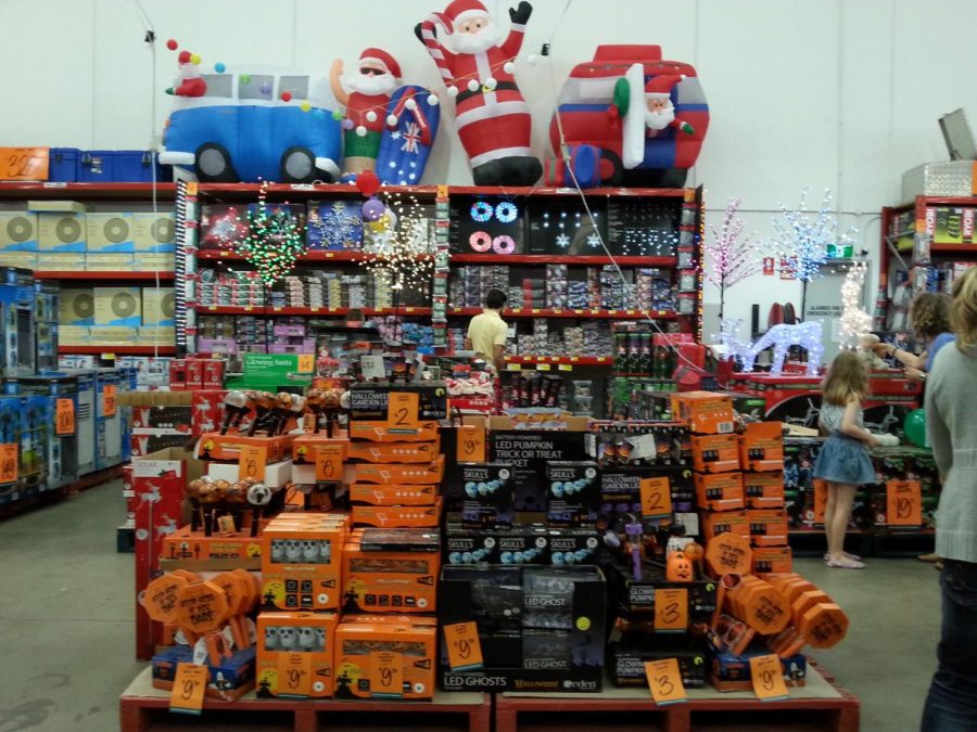 Halloween+and+Christmas+decorations+side+by+side+in+a+store