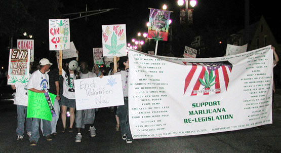 The controversy over marijuana is not new, as seen in this photo of the Space Odyssey Marijuana March in  New Orleans in 2001. Via commons.wikimedia.org