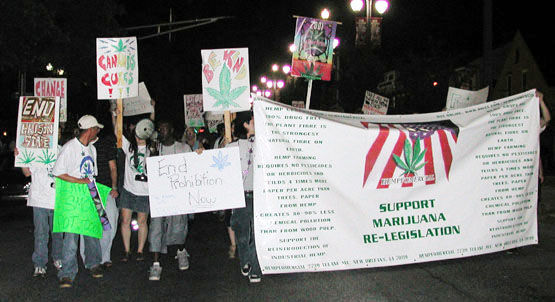 The controversy over marijuana is not new, as seen in this photo of the Space Odyssey Marijuana March in New Orleans in 2001. Via commons.wikimedia.org