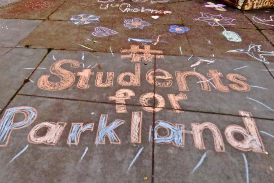 In 2018, students created a tribute made out of chalk in response to the Parkland shooting. 