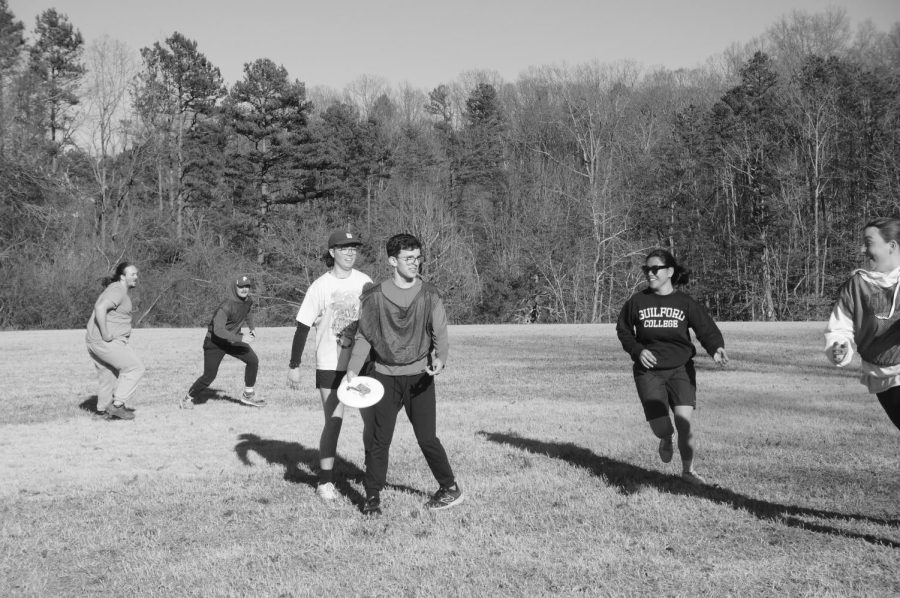 Team Pickle and Team Dog  of Biohazard Ultimate Frisbee compete in practice scrimmage following their elections on Feb. 24.