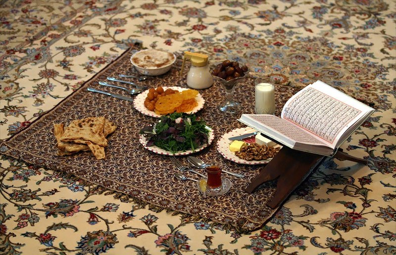During the month of Ramadan, an iftar meal, like the one pictured here, is eaten to break the fast once the sun sets. 