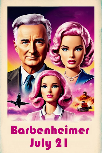 The double feature of juxtaposed films “Barbie” and “Oppenheimer” prompted a series of online images and videos made by fans combining the two aesthetics.