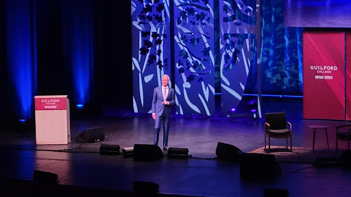 Chesley Sully Sullenberger speaking as part of the Guilford Bryan Series at the Steven Tanger Center.