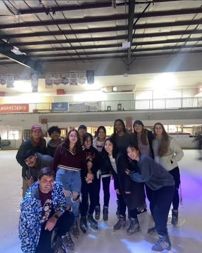 Members of Guilford’s International Club have enjoyed gathering for activities including  ice skating, trips to the beach and baseball games.  
