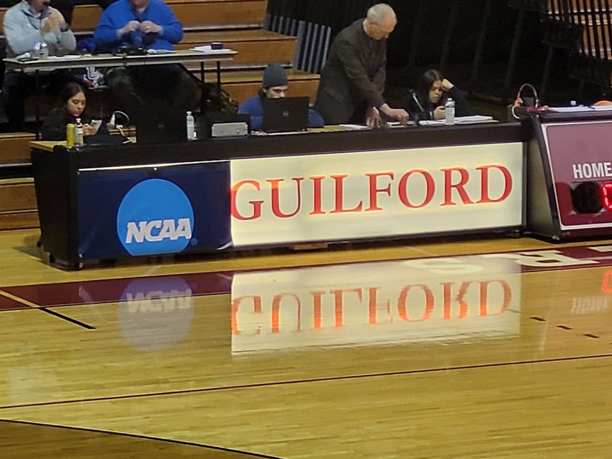 The Guilford scorers table gets a facelift in preparation for hosting the NCAA Division III tournament.