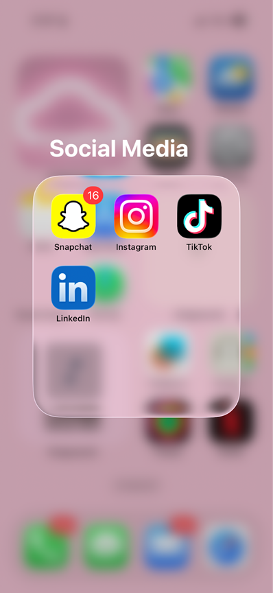 Social media apps appear on a phone screen. (Photo courtesy Zaineb Khan)